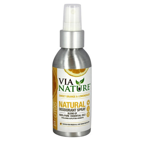 Via Nature Deodorant Spray Sweet Orange and Lemongrass (4 fl Oz)