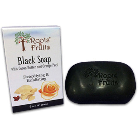 Roots and Fruits Bar Soap Black Soap Cocoa Butter and Orange Peel (1x5.0 Oz)